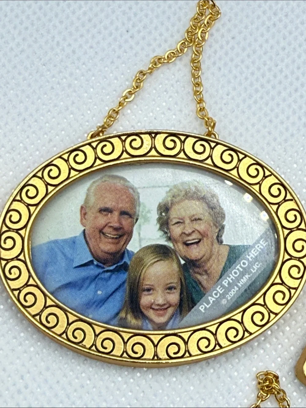 5 Small Gold tone Hanging Photo picture Frames detailed metal